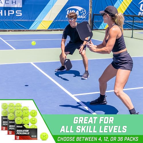 GoSports GS 40 Pickleball Balls - 4, 12, or 36 Pack of Regulation USAPA Pickleballs - color: 36 Pack - Neon Green