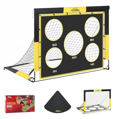 MoKo Soccer Goals for Backyard, Large Size Pop Up Goal Net with Target Panel, Portable Soccer Training Equipment for Kids Practice, Outdoor Sports Game - color: Black+Yellow, style: 4*3ft-1 Pack