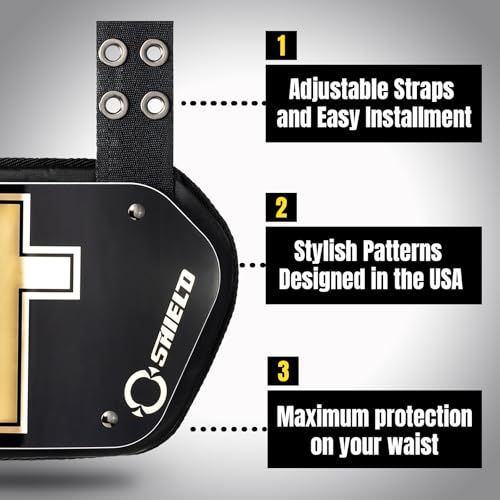 O Shield Golden Cross Chrome Football Back Plate, Lower Back Pads for Football Players, Rear Protector, Cross Series - size: Adult (Weight more than 180 Pounds), style: Golden Cross