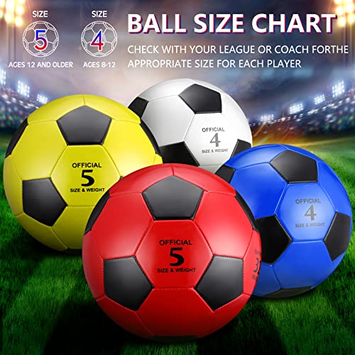 HyDren 4 Pcs Soccer Ball with Pump Official Size 4/5 Deflated Soccer Balls Bulk for Outdoor Indoor Practice Training Sport Gift for Kid Teen Youth Adult Back to School - size: Size 4, style: Modern