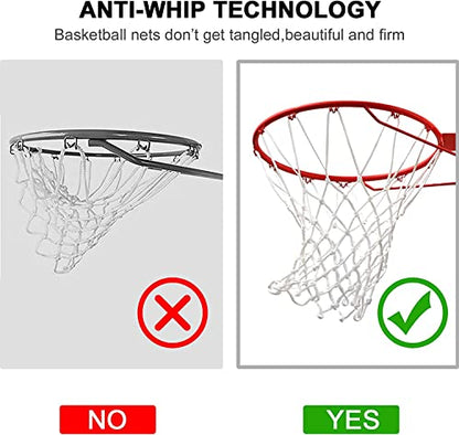 ALALAL 4 Pcs White Premium Quality Professional Basketball Net Replacement Bold Polyester Woven Rope Basketball Hoop Nets Fits Standard Indoor or Outdoor Rims 12 Loops，21inch