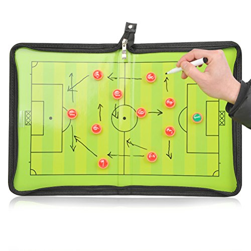 FOCCTS Magnetic Soccer Coaching Board, Football Coaching Board Coaches Clipboard Tactical with 26 Magnets, Dry Erase Marker, Eraser, Foldable and Portable Soccer Tactics Board