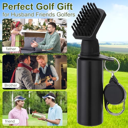 2 Pack Pro Golf Club Cleaner Brush with Microfiber Golf Towel, 7.5 Inch Golf Club Brush with Squeeze Bottle for 4 Ounces of Water Men's Golf Accessory Golf Cleaning Brush Best Gift for Men