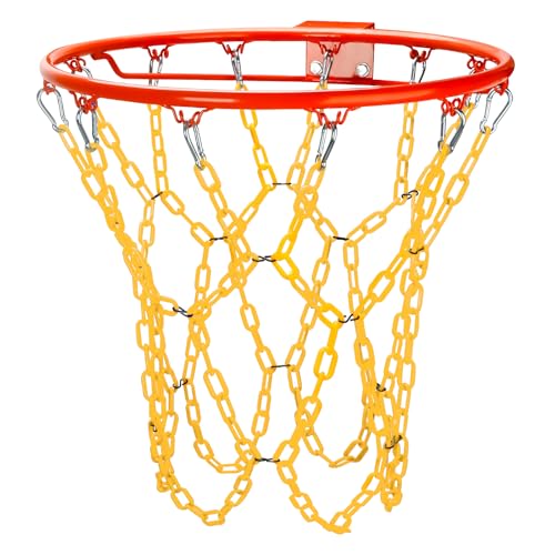 Basketball Net Replacement Heavy Duty,Resin Material, Anti-Rust Use Indoor Outdoor Standard 12-Ring Basketball Hoop - style: Yellow