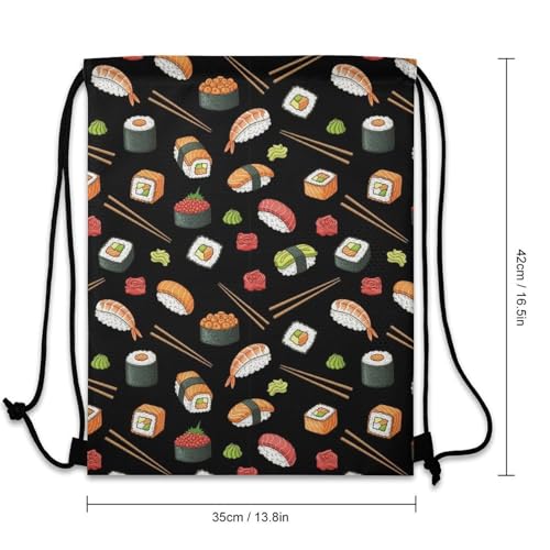 Travel Drawstring Backpack Theft Proof Cinch Sack Water Resistant Sackpack for Camping Hiking Outdoor Sports, Japanese Sushi Bags - color: Picture (368)