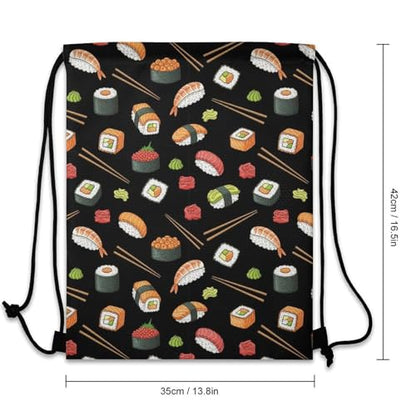 Travel Drawstring Backpack Theft Proof Cinch Sack Water Resistant Sackpack for Camping Hiking Outdoor Sports, Japanese Sushi Bags - color: Picture (368)