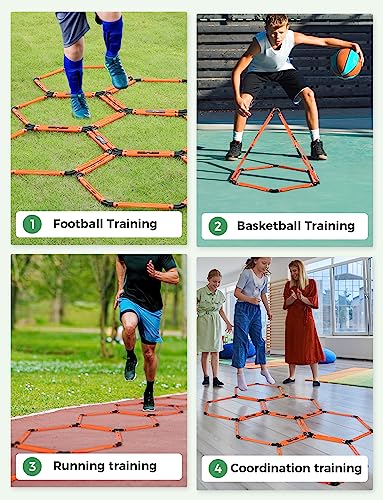 GHB Agility Ladder 1PCS Agility Cones 50PCS Hex Agility Rings 1 Pack