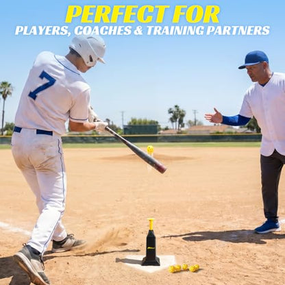 Automatic Pops Baseball Tee with 12 Mini Balls,Height Up to 40inch Batting Tee Without a Pitcher For Solo Practice,Improve Swing Timing&Accuracy, Portable Pitching Machine Softball Tee For ALL Players