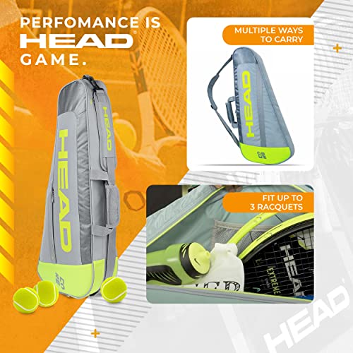 HEAD Core 3R Pro Tennis Racquet Bag - Holds 3 Racquets, Adjustable Strap - color: Grey/Yellow