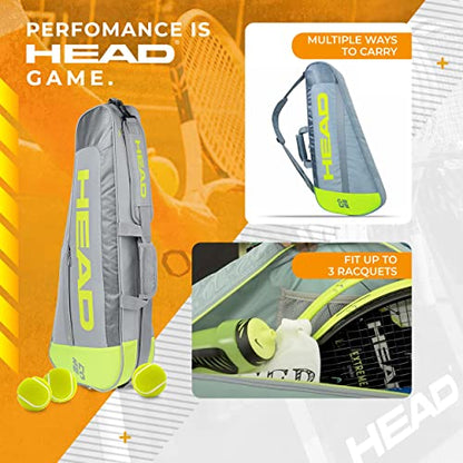 HEAD Core 3R Pro Tennis Racquet Bag - Holds 3 Racquets, Adjustable Strap - color: Grey/Yellow