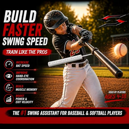 Velocity Hitting Pro Swing Assistant – Professional Baseball Softball Training Aid Improves Exit Speed Hand-Eye Coordination and Mechanics Youth Athletes (Ages 4-18) - color: White