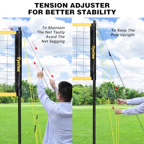 Volleyball Net Outdoor, Professional Volleyball Net for Backyard with Anti-Sag Device Adjustable Height Poles, Portable Volleyball Set with Official Volleyball, Pump, Boundary Line