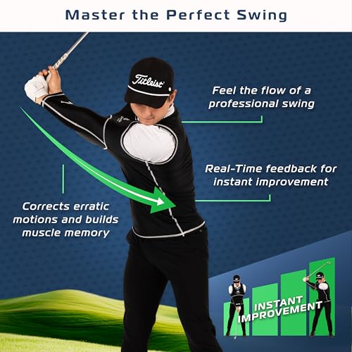 GOLF SWING SHIRT Trainer – Slip-On Training Aid for Swing Correction, Real-Time Feedback, Unisex, Black
