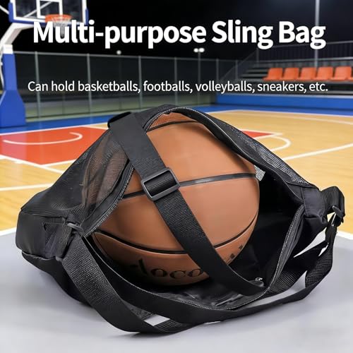 1pc Basketball Bag，Multi-Purpose Sports Equipment Carrier，Fits Basketballs Footballs Volleyballs，Adjustable Shoulder Strap Sports Sling Bag，With Internal Pocket for Small Items