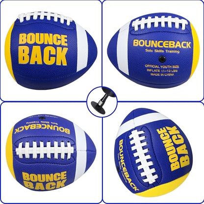 BOUNCEBACK Training Football, Youth Size & Official Size, Fatherless Football PassCatch Solo Enhancing Passing Catching(with Pump) - style: Blue Yellow-7#(Ages 5-14)