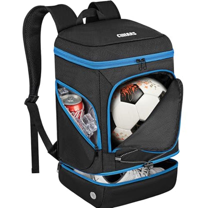 Soccer Bag - Soccer Backpack with Ball Holder,Sport Equipment Bags gifts for soccer stuff Water resistant Includes Separate Cleat Fit Basketball Volleyball Football - color: sport soccer bag 2025 BLACK BLUE