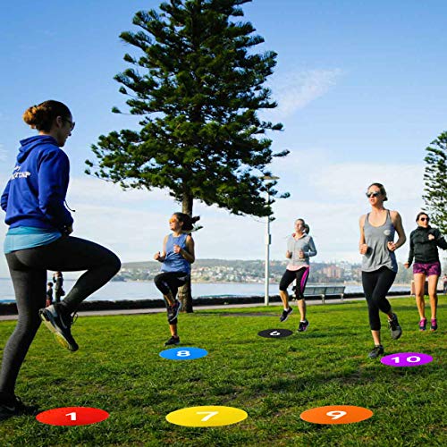 10 Pcs Poly Spots, Haploon 9 Inch Non Slip Floor Dots Sport Set for Drills Training Soccer Football Basketball Footwork Teaching Marker Field