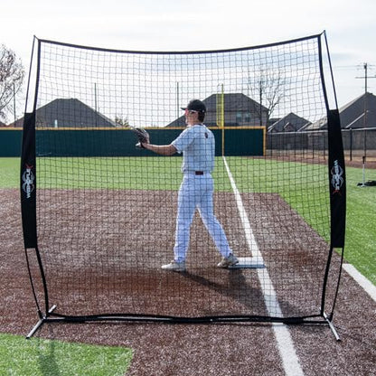 Web Flex® 7x7 ft Portable Baseball & Softball Batting Practice Screen Net, Durable Nylon & Metal Frame, Protective Batting Net for Pitching & Hitting, Easy Setup, Full Coverage with Carry Bag | Black