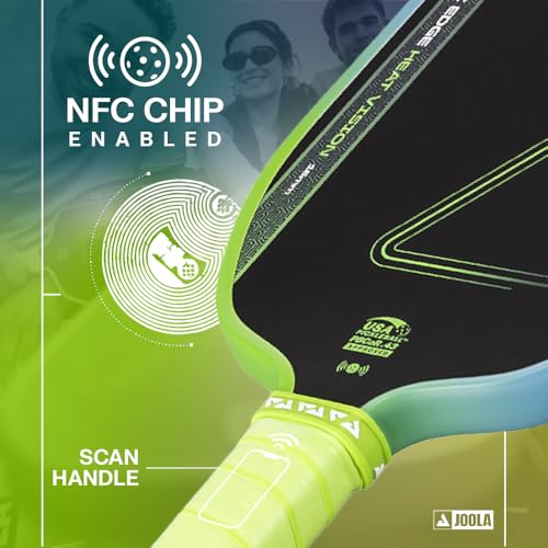 JOOLA Agassi Heat Vision 16mm Pickleball Paddle - New Shape w/Extended Sweet Spot - Textured Carbon Fiber Surface for Spin - SK Film for Less Vibration - USAP Approved - NFC Chip Enabled