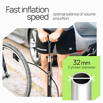 Bike Pump Floor, Advanced Bike Tire Inflator, Bicycle Hand Air Pump with Dual Presta and Schrader Valves, Handheld Pump, Suitable for Road and Mountain Bikes, Baby Stroller, Balls