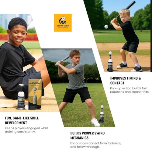 Pop-Up Baseball Trainer for Hitting Practice, Pro Hitting Training Equipment with Ball Launcher Action, Skill Development Tool for Timing & Contact