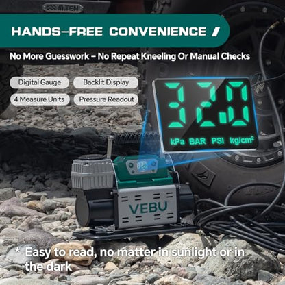 ‌RV Air Compressor 12V Tire Inflator, 150PSI with Auto Shut-off, Digital Display & Preset, 5.65CFM Fast Inflation for Off-road Vehicles, Trucks, SUVs, RVs, ATVs, Corded Electric - style: Single Cylinder + Digital Display