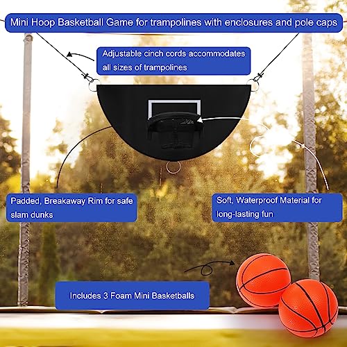 Breakaway Rim Basketball Hoop for Dunking with Mini Basketballs Trampoline Attachment Indoor & Outdoor Use