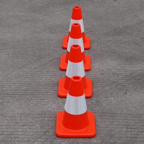 8 Pack 12" Traffic Cones with 4” Reflective Collars – Durable PVC Safety Cones for Parking, Construction, Sports & Training – High Visibility, Weather-Resistant - size: 12 inch -8Pack