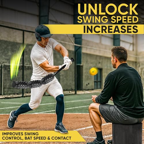 Aero Swing Baseball & Softball Swing Trainer – Air Resistance Bat Speed Trainer, Improves Swing Speed Up to 20 MPH, Batting Aid for Youth & Adults, On-Deck Warm-Up Bat - color: All Black, size: AERO-BAT Youth