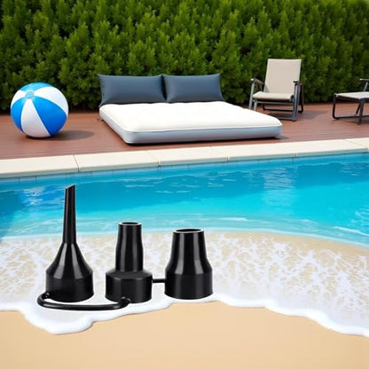 Black Air Pump Replacement Nozzles, Plastic Pump Nozzles, 3 Sizes Inflatable Pump Nozzles Head, Air Pump Inflator Adaptor Accessory for Partial Air Bed, Air Mattress Accessories