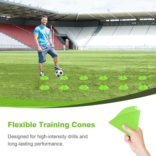 Portable Soccer Goal, Detachable 12x6 FT Soccer Goals Net for Backyard, Quick Setup Training Equipment with 1 Carry Bag, 12 Training Cones