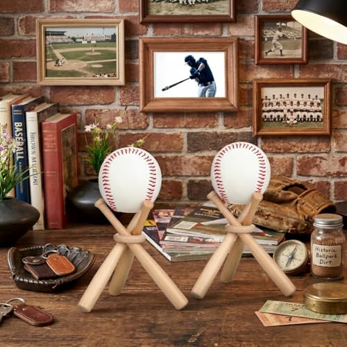 Mudder 20 Pack Baseball Stand Baseball Holders Balls Display Wooden Display Stand Holder Centerpieces for Tables for Sports Lover (Light Brown) - color: Light Brown