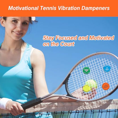 NIIIYTYB 4 Pcs Tennis Racquet Dampeners Funny Unique Silicone Dampener Tennis Dampers Racket Vibration Dampeners Fun Tennis Racket Dampers with Words Shock Absorbing Tennis Accessories