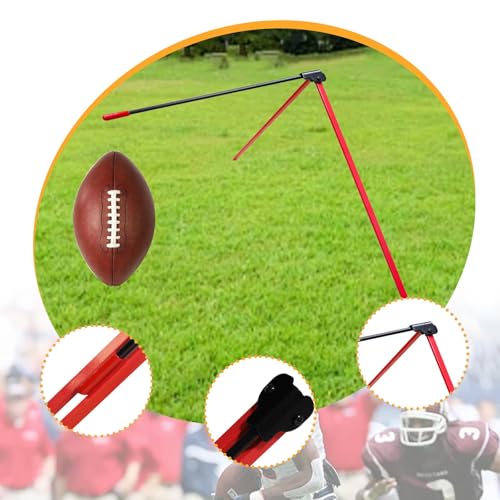 Qianly Football Kicking Tee Field Goal Kickers Stand Adjustable Foldable Rugby Training Gear Field Goal Football Holder for Beginner - color: Red Black