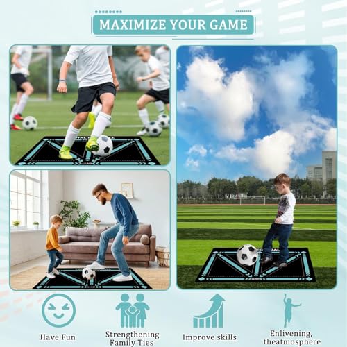 Soccer Training Mat with Video Guide, Kick Trainer & Ball Controller, Soccer Footwork Training Mat for Dribbling, Agility & Coordination, Non-Slip Indoor Outdoor Soccer Training Equipment for All Ages