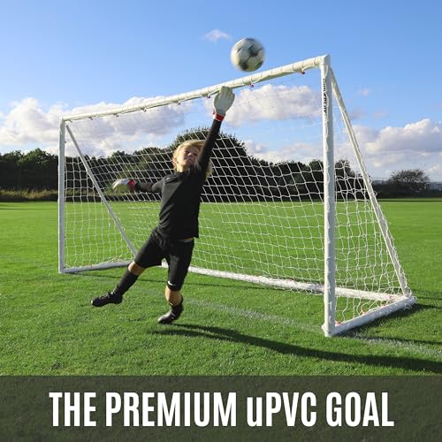 QUICKPLAY Q-Fold Soccer Goal | 30-Second Folding Design for Easy Setup | Portable & Weatherproof uPVC Soccer Goal for Backyard | Durable Post for Adults & Kids - style: 12 x 6'