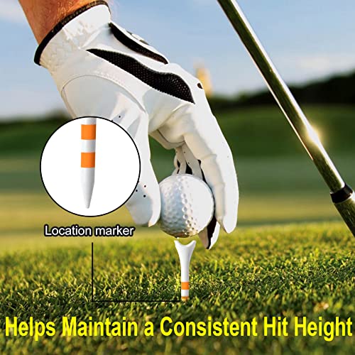 60/100 Pack Plastic Golf Tees (2-3/4"or 3-1/4"), Enhanced Durability & Stability, Designed to Reduce Friction and Side Spin - color: Orange 2-3/4" ( 100pcs)