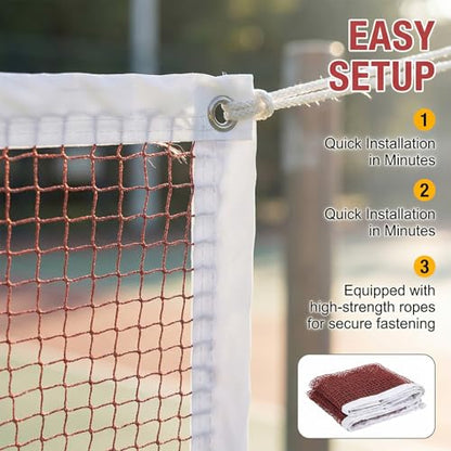 Badminton Net Replacement Only 20FT x 2.5FT – Outdoor Indoor Net with Reinforced Steel Cable, 1.8cm PE Mesh & 4 Tie Ropes, Portable Backyard Sports Net for Badminton, Volleyball & Pickleball