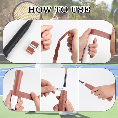 Tennis Racket Grip Tape, Ultra Thin Tacky Tennis Overgrip for Sweat Absorption & Control – Durable Anti-Slip Replacement Grip for Tennis, Badminton & Pickleball (3 Pack) - color: BROWN