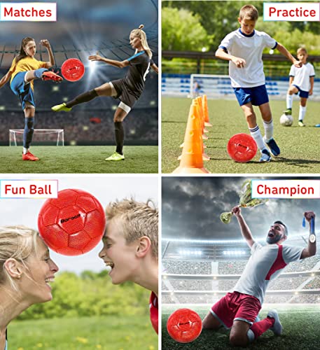 Soccer Ball - Premium Boy and Girl Official Match Ball with Cool Reflective Iridescent Rainbow Hex Pattern, Durable, Indoor, Outdoor, Training, Practice, Playtime and Games