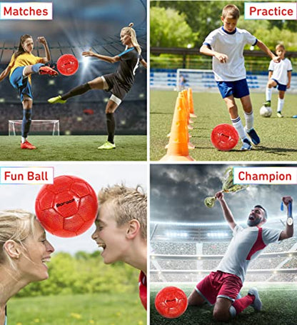 Soccer Ball - Premium Boy and Girl Official Match Ball with Cool Reflective Iridescent Rainbow Hex Pattern, Durable, Indoor, Outdoor, Training, Practice, Playtime and Games