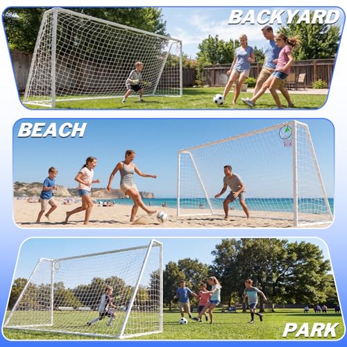 8x6, 12x6, 16x7 FT Soccer Goal for Backyard, Metal Soccer Goals with PE Soccer Net, Target Net & Training Cones, Rust-Proof Reinforced Frame, Outdoor Soccer Net for Kids, Youth Training or Team Game - size: 16x7 ft