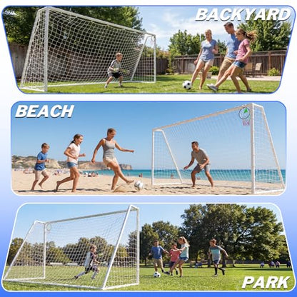 8x6, 12x6, 16x7 FT Soccer Goal for Backyard, Metal Soccer Goals with PE Soccer Net, Target Net & Training Cones, Rust-Proof Reinforced Frame, Outdoor Soccer Net for Kids, Youth Training or Team Game - size: 16x7 ft