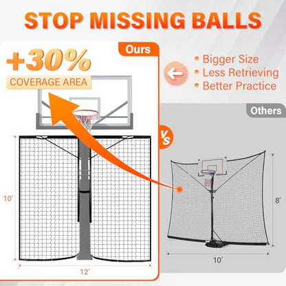 Basketball 2-in-1 Backstop Net+Light Mount System, Standalone Backstop Net, Standalone Light Mount Frame for Backyard Family Play, Fits Standard Hoops(Light NOT Included) - size: 8"×12", style: 2 in 1 Backstop Net & Light Frame System