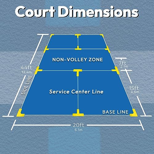 A11N Pickleball Court Marking Kit - Throw Down Markers with Tape Measure, Chalk and Carrying Bag, Yellow