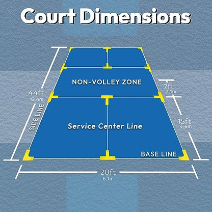 A11N Pickleball Court Marking Kit - Throw Down Markers with Tape Measure, Chalk and Carrying Bag, Yellow