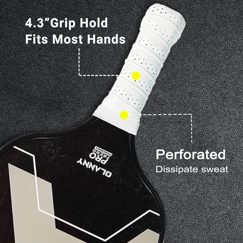 OLANNY Graphite Pickleball Paddles Set- Premium Rackets Fiber Face & Polymer Honeycomb Core Pickleball Set Includes Pickleball Paddles + Pickleball Balls+ Replacement Soft Grip + 1 Bag - color: Letter A
