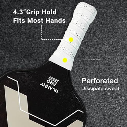 OLANNY Graphite Pickleball Paddles Set- Premium Rackets Fiber Face & Polymer Honeycomb Core Pickleball Set Includes Pickleball Paddles + Pickleball Balls+ Replacement Soft Grip + 1 Bag - color: Letter A