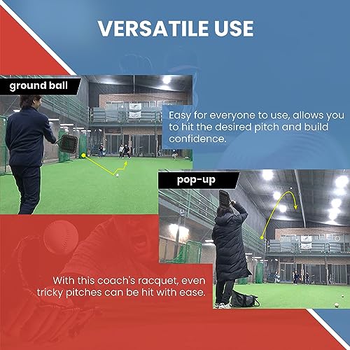 Baseball Racket for Fly Balls: Fungo Racket Baseball/Baseball Racket for Coaches and Parents to Help Players Practice Hitting Grounders and Pop Flies (New) - color: Red