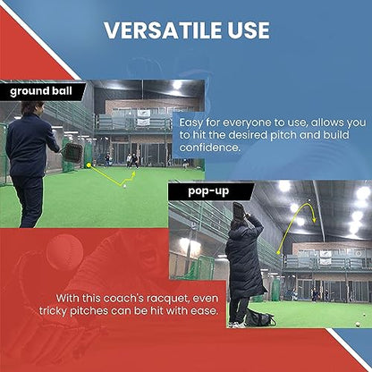 Baseball Racket for Fly Balls: Fungo Racket Baseball/Baseball Racket for Coaches and Parents to Help Players Practice Hitting Grounders and Pop Flies (New) - color: Red